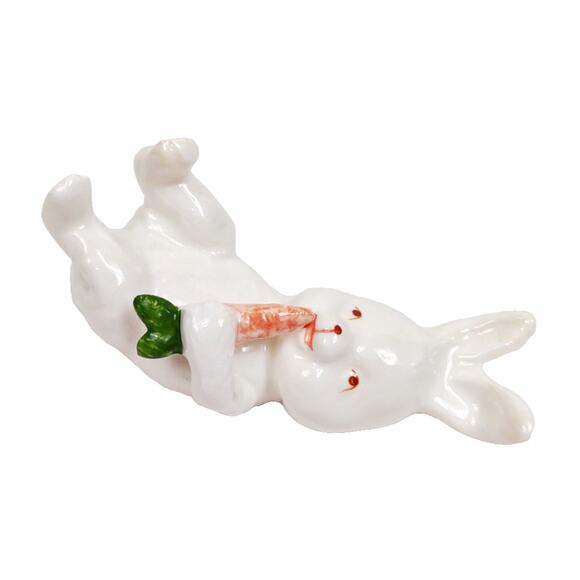 Vintage OCI Bone China Tumbling Rabbit Figurine Omnibus Easter Bunny Taiwan MINT - Picture 1 of 6